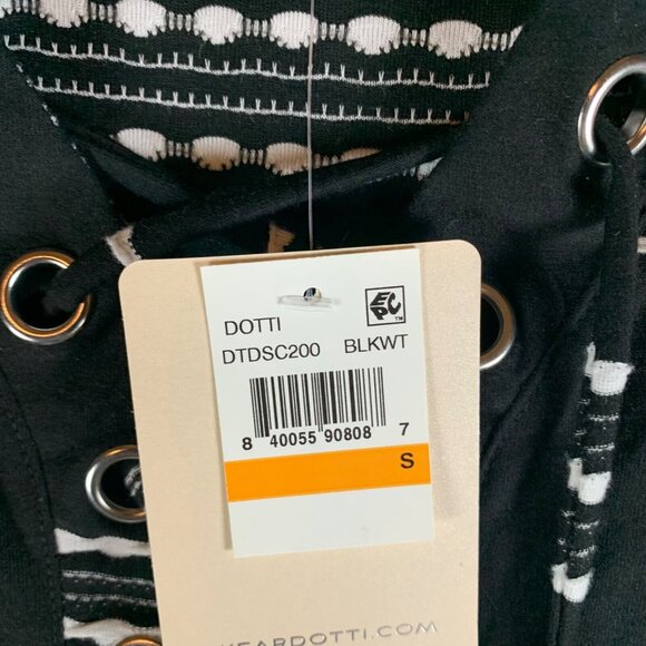 Dotti Women's V-Neck Lace Up Dahlia Stripe Black Swim Tank Cover Up‎ Size S NWT - Picture 4 of 9